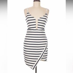 Lovers and Friends white navy Striped Cotton Party Club Cocktail Dress sz Small